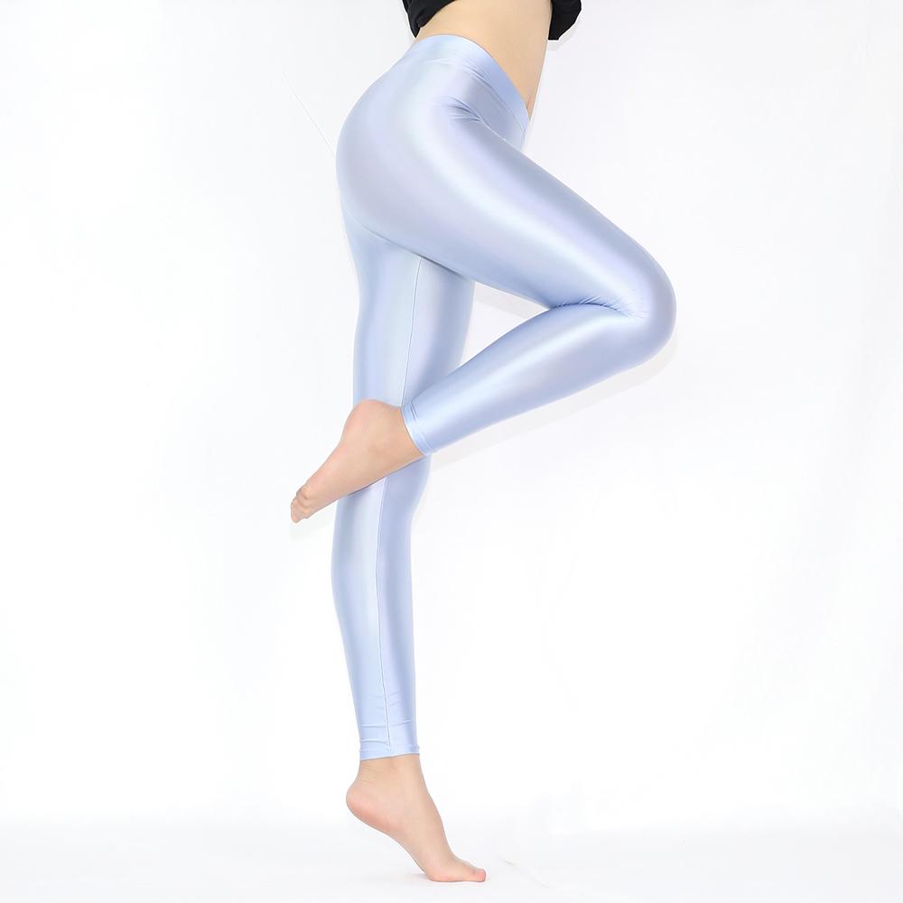 Leggings cetim macio opaco feminino meia-calça brilhante wetlook collants sexy sedoso brilhante calça fina cintura alta calças de natação calças de yoga leggings