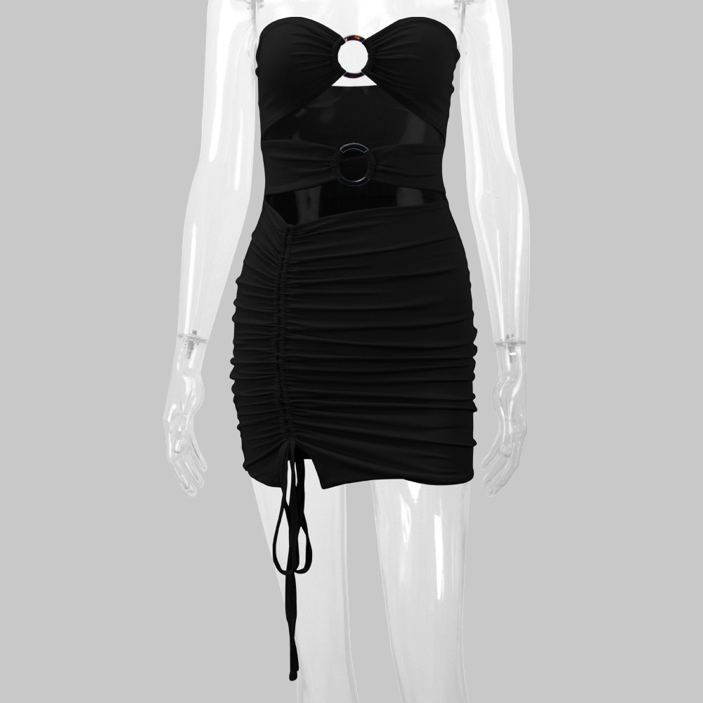 XS Designer Seksowna sukienka bez ramiączek Summer Kobiety pusta sznurka bodycon mini sukienki nocne noś elegancką sukienkę bez pleców vestidos hurtowe ubrania 9918