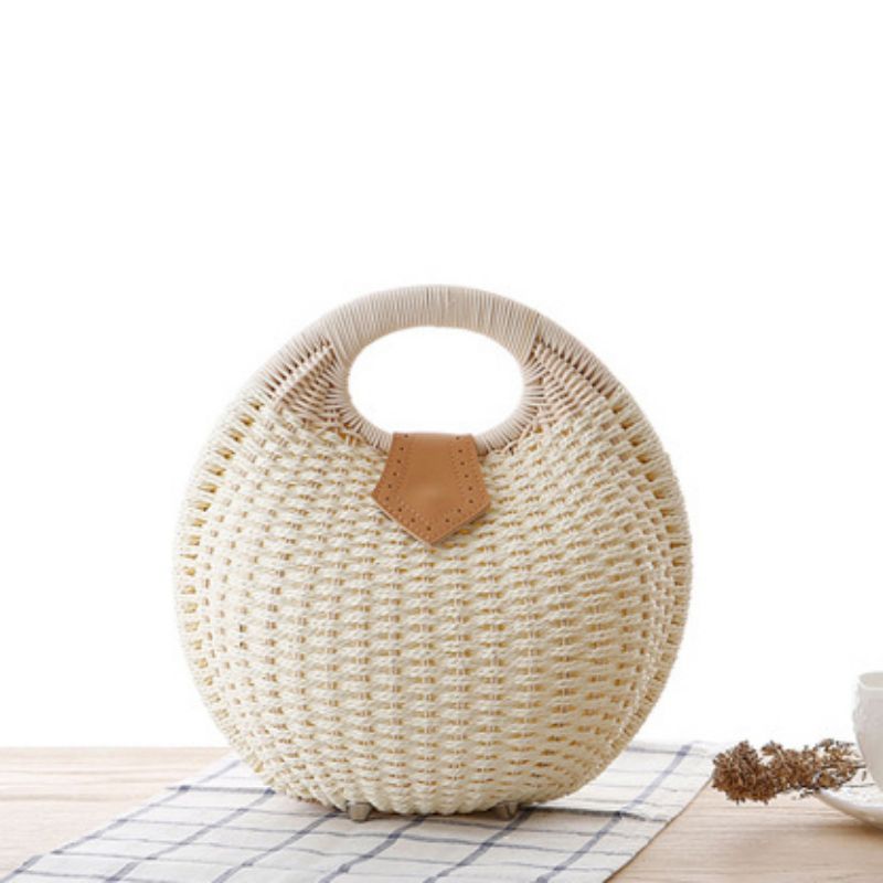 bag charm Paragraph fashion shell handbag personality cute rattan bags straw woven bags woven female bags leisure bags