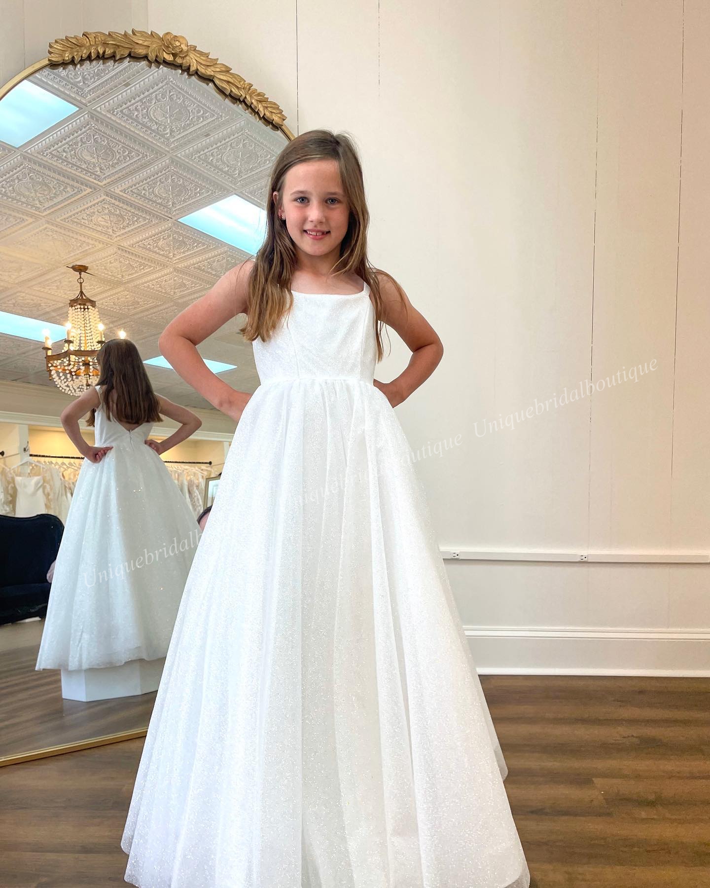 Shimmer Girl Pageant Dress 2023 Fleur Filles Glitter Tulle Petits Enfants Anniversaire Robe De Fête Formelle Infant Toddler Teens Minuscule Jeune Junior Miss Blush Rose Blanc