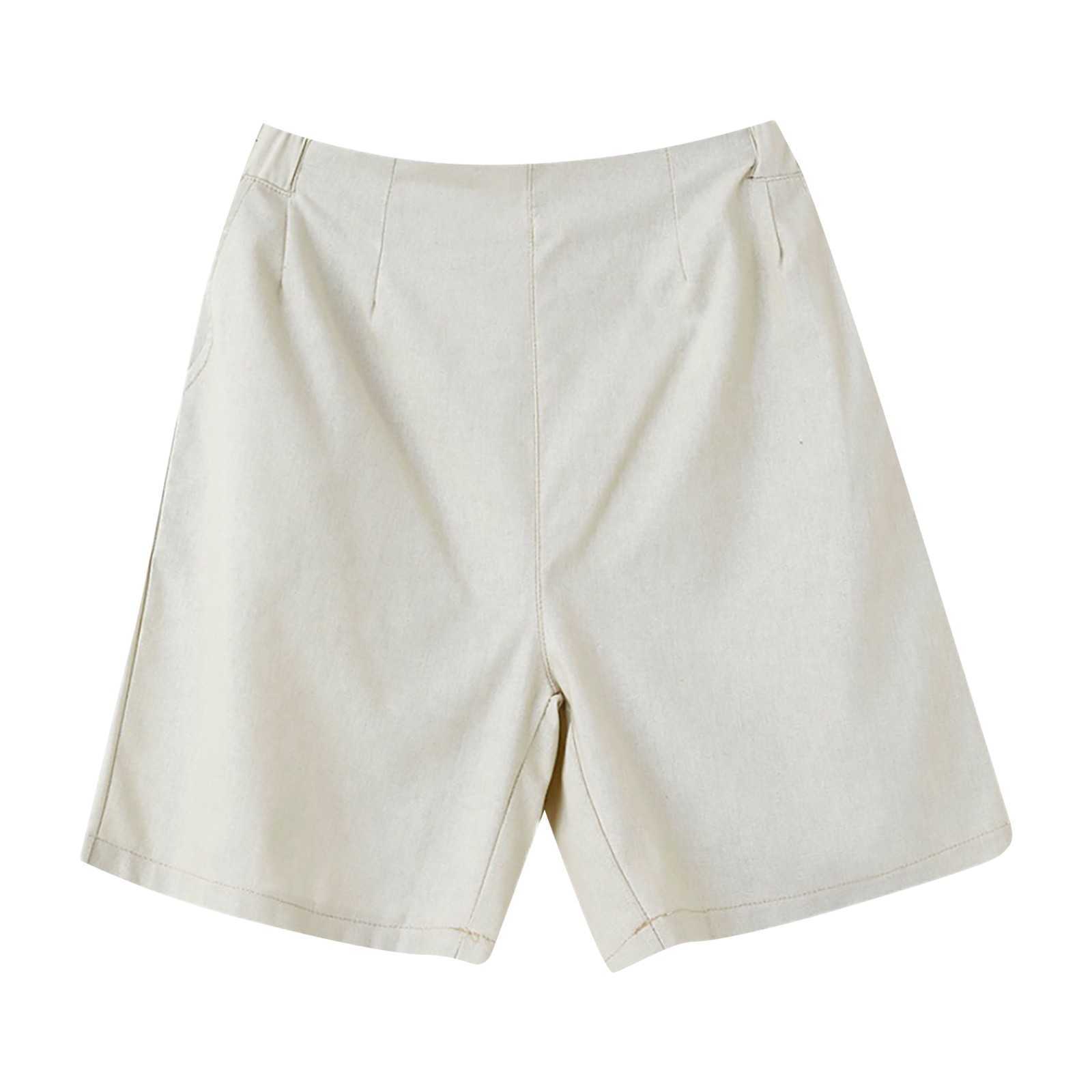 Women's Shorts Loose cotton elastic summer women's wide leg with pockets high waisted shorts street clothing P230530