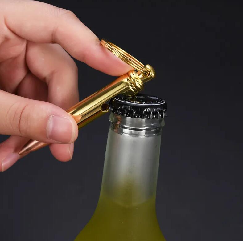 Bullet Bottle Openers Zinc Alloy Key Ring Pendant Bullet Model Beer Bottle Opener Keychains Bar Gadget Metal Kitchen Tools