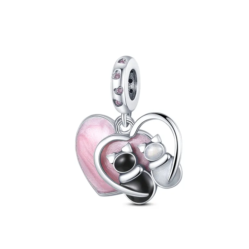 925 Silver bead fit Charms Pandora Charm Bracelet Suitcase Paw Print Bones Heart Sparkling charmes ciondoli DIY Fine Beads Jewelry