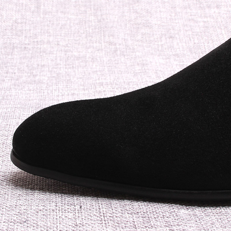 Mocasín de gamuza clásico negro azul para hombre, zapatos de vestir de boda sin cordones hechos a mano de cuero genuino, zapatos formales de fiesta para hombres