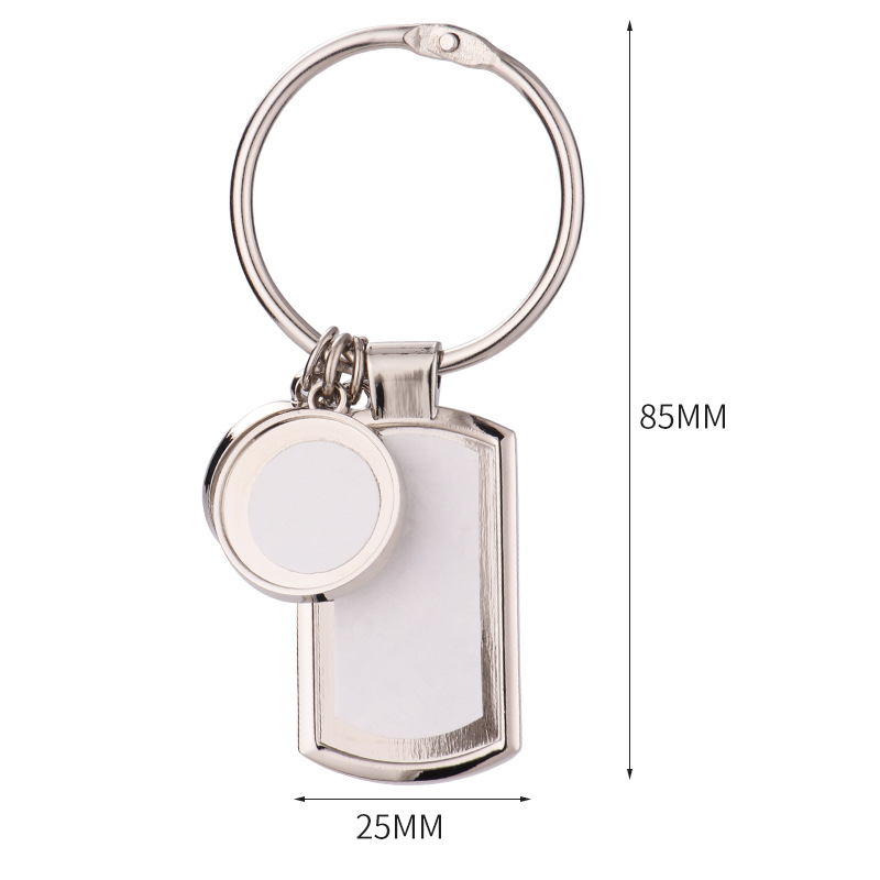 Moda DIY FOTO FODO SUBLIMAÇÃO Chaves em branco Transterno térmico redonda SQAURE Designer Keychain para mulher Chave de carro Man Rings Silver Keychains Jewelry Gift