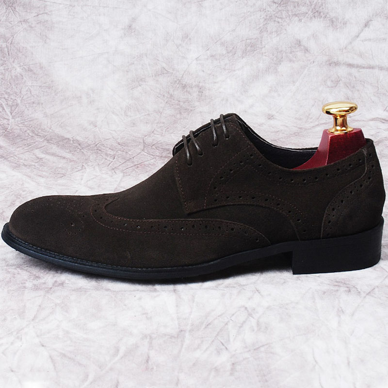 Scarpa elegante casual da uomo in pelle scamosciata Scarpa oxford da uomo in pelle Geniune di lusso Scarpe brogue in pelle formale con lacci marroni neri da uomo