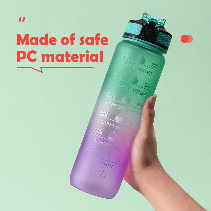 Vattenflaska 1L stor kapacitet Space Spring Cap Student Portable Water Bottle Outdoor Travel BPA Gratis Sports Cup P230530