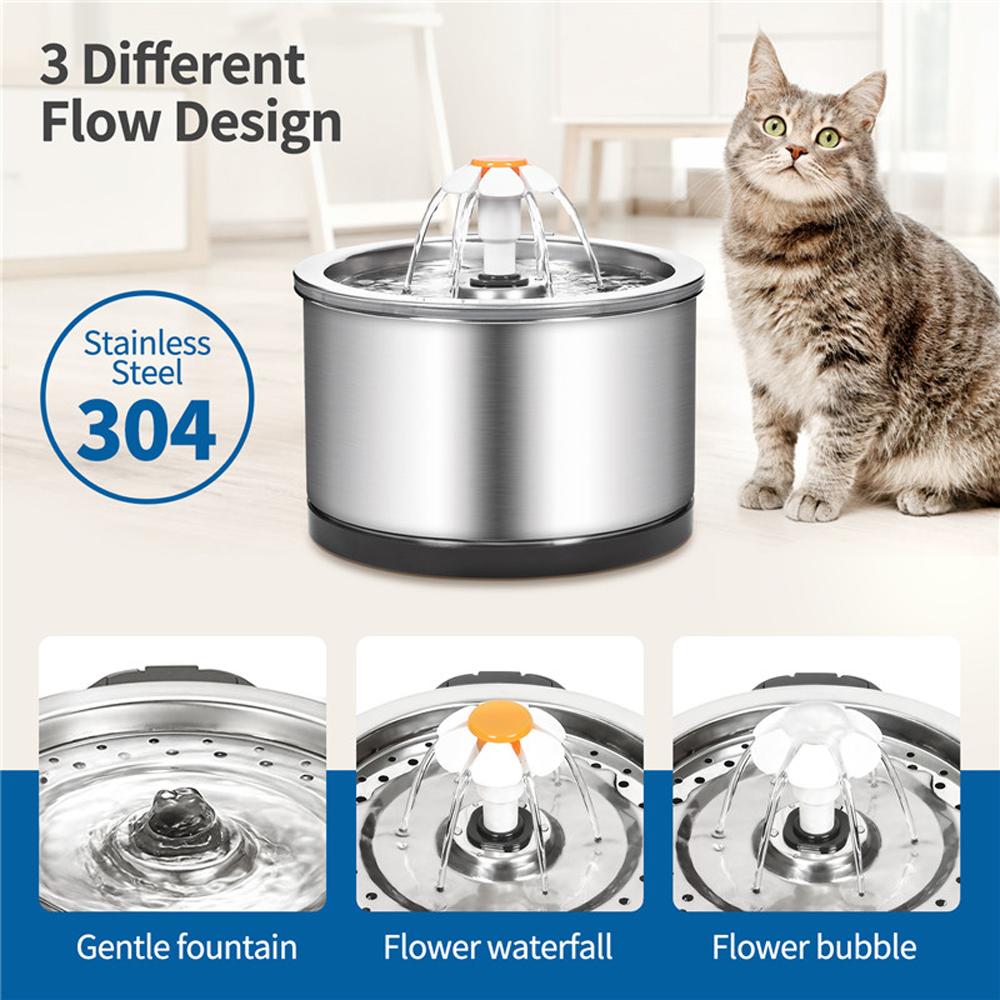 Supplies 2L Fountaine automatique à boire avec fontaine Filtre de boisson Fountain Pet en acier inoxydable Fountaine Cat Cat Dog Water Supplies