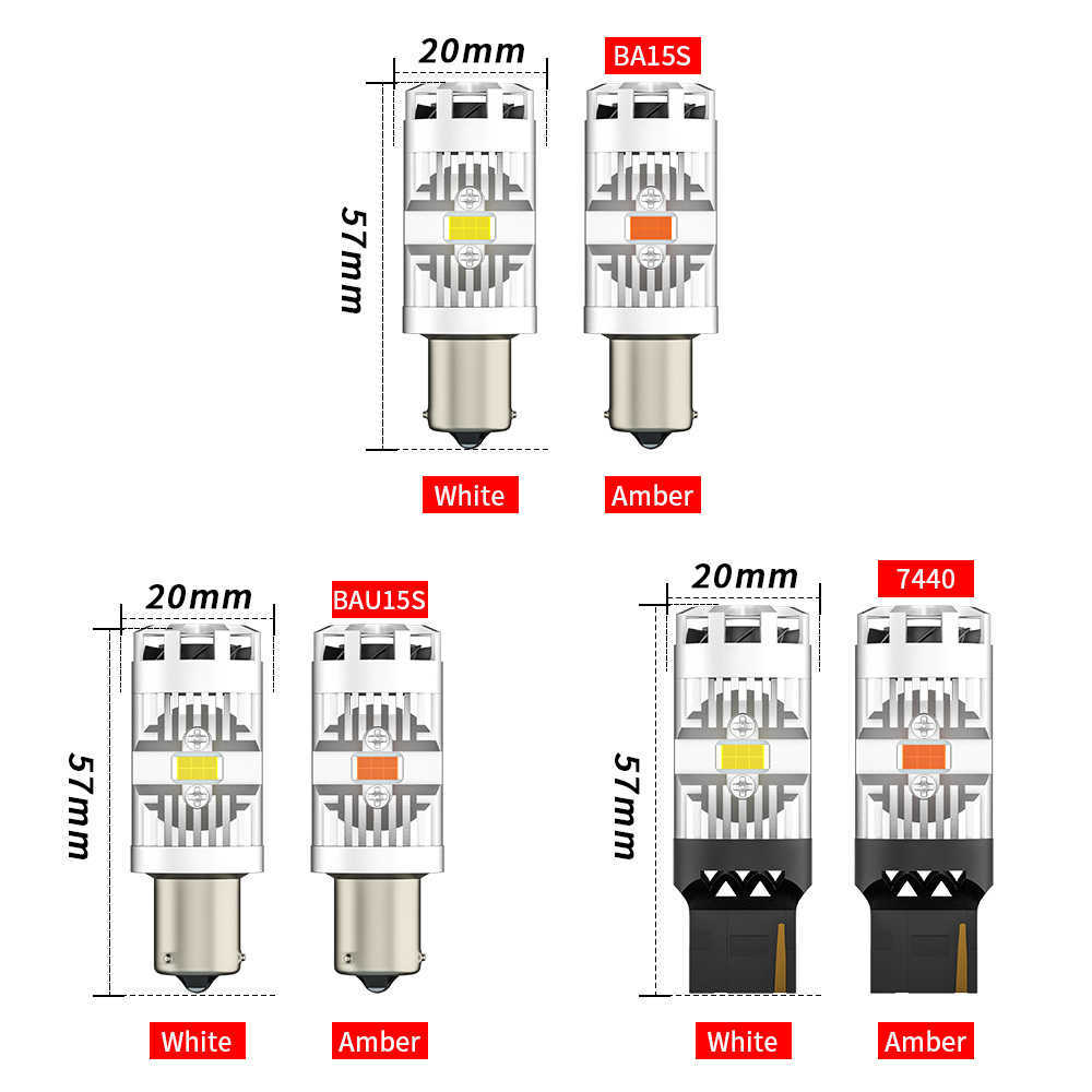 New 7440 W21W WY21W T20 1156 PY21W BAU15S Super Bright 1156 BA15S P21W Car LED Bulb Turn signals Reverse Brake Light 6000K 12V