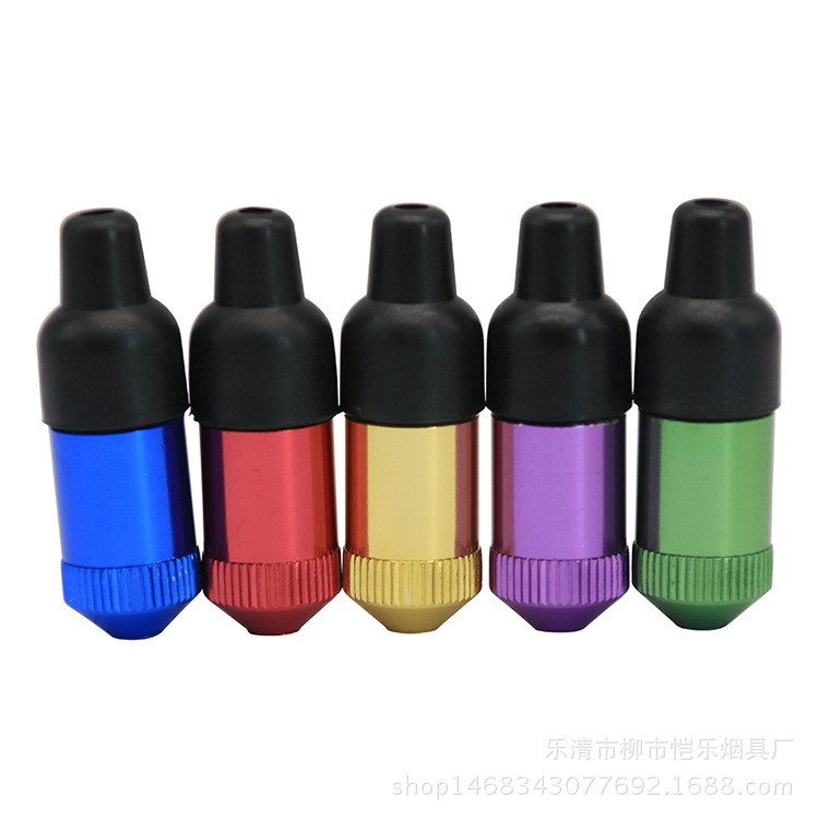 Rökande rör Mini Multicolor Metal Snuff Bottle Portable Fashion Rubber Nipple Pointed Nos Pipe Cigarette Set