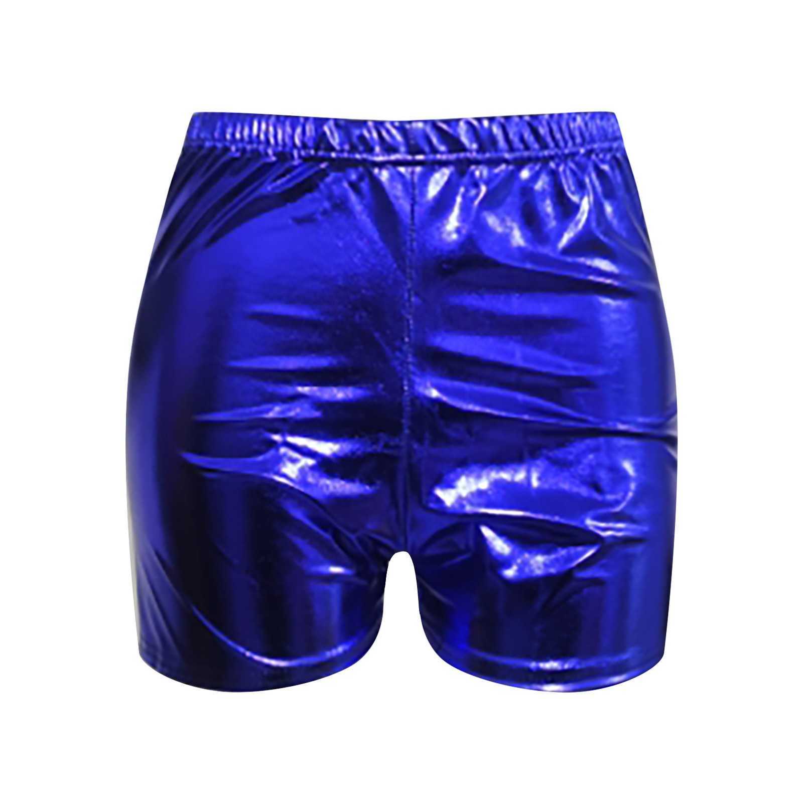 Shorts Women's summer extra large metal Rave Dance leather shorts high waisted sexy hot pants women's clothing P230530