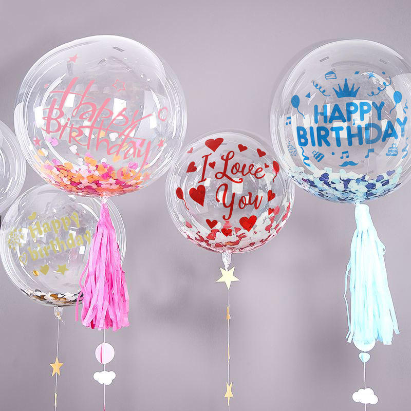 20 pouces coloré joyeux joyeux anniversaire imprimé clair bobo PVC fête d'anniversaire décoration événement fournitures coloré bobo ballon