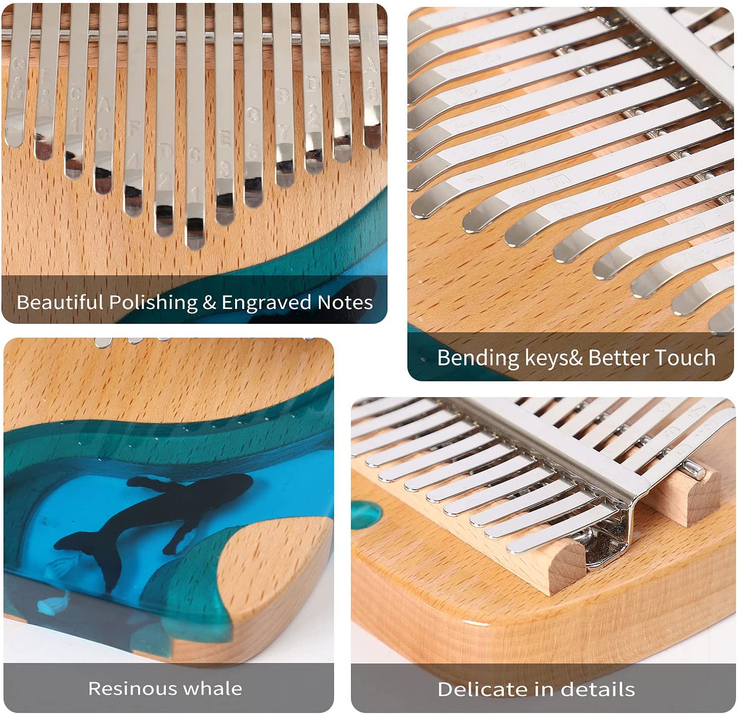 Kalimba Thumb Piano 17 Keys Blue Portable Finger Piano подарок для детей и музыкальных инструментов для взрослых