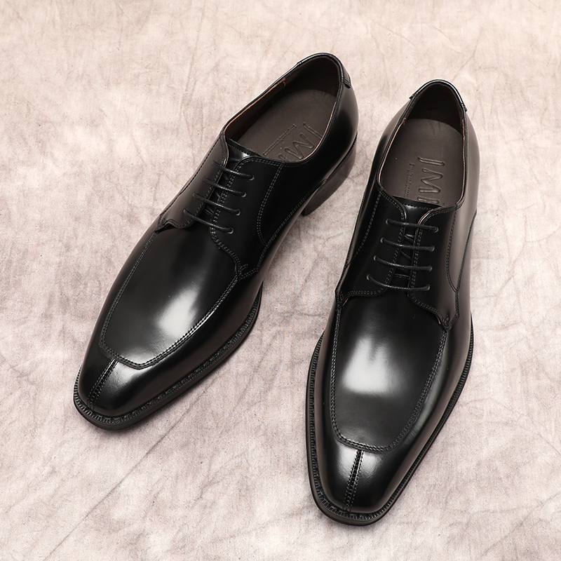 oxford Style Leather Mens Shoe Genuine Leather Dress Shoes Man Black Brown Lace Up Elegant Men Formal Business Square Head Shoe