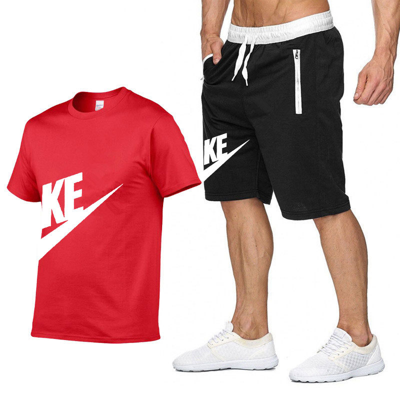 2-stycken Set T-shirt Shorts Summer Brand Jogging Suit Letter Outfits Solid Color Sportswear