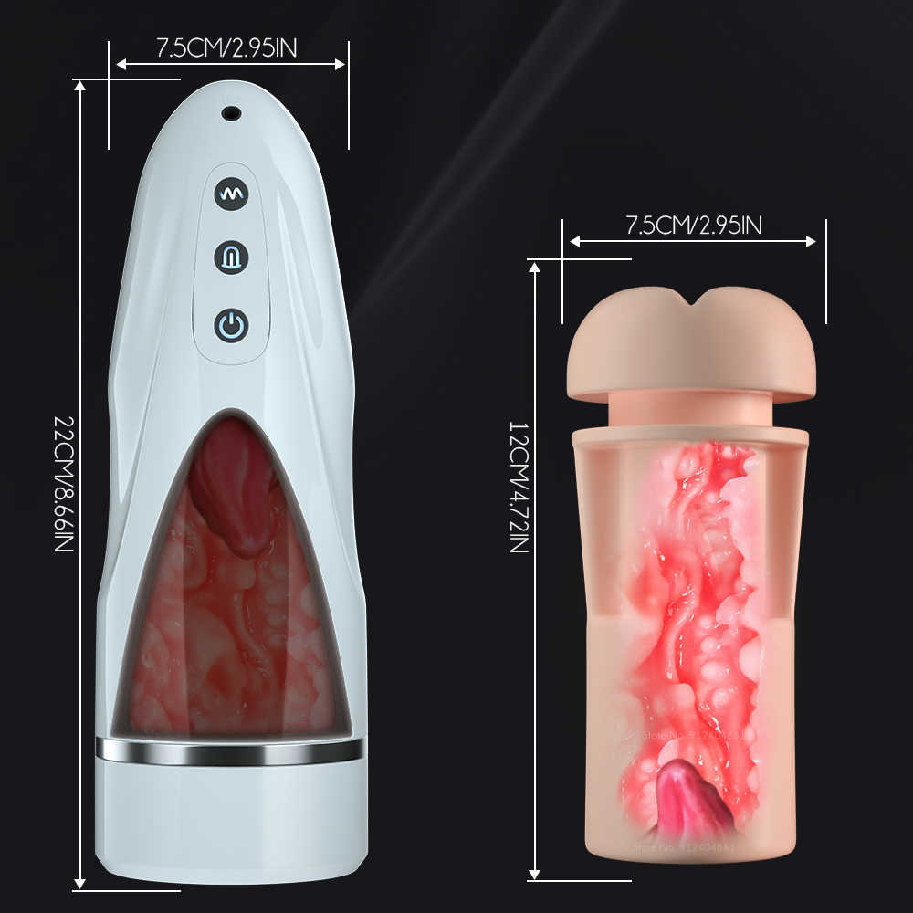 Männlicher automatischer Zungenleck-Masturbationsbecher, 3D-Real-Vagina-Textur, 10 Vibrationsmodi, Maschine für Männer