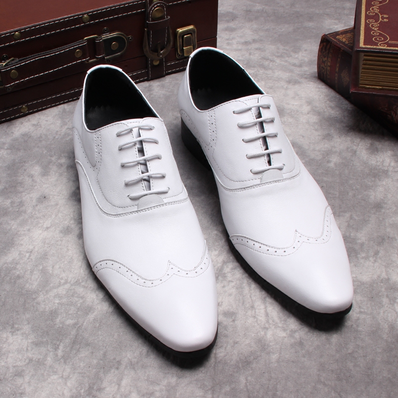 Handgefertigte Herren-Oxfords mit spitzem Zehenbereich, echtes Leder, Business-Schuhe, Hochzeit, formelle Schuhe für Männer