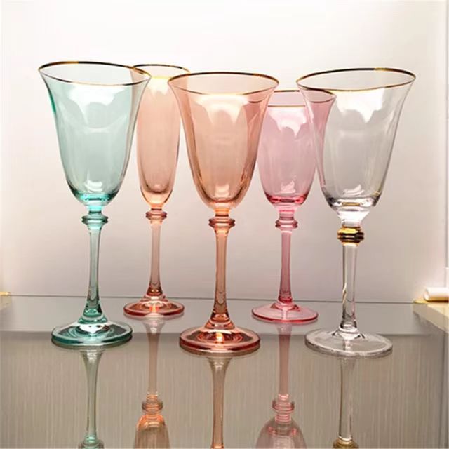 300 ml verre à vin coloré gobelet verre à vin rouge soucoupe à Champagne cocktail Swing Cup pour la fête de mariage KTV Bar mode créative