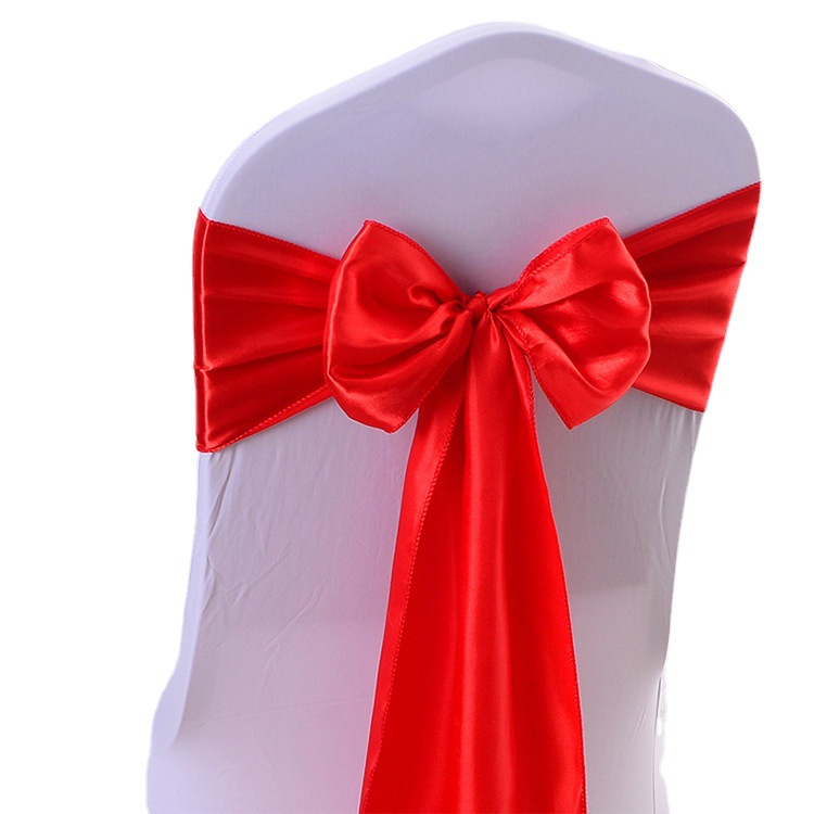 Stol Back Bows Stol Sashes For Wedding Bankettstol Cover Satin Tyg Bow Tie Ribbon Band Wedding Party Birthday Decorations Muti Color Chair Strap