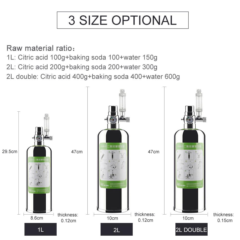 Uitrusting Aquarium CO2-generatorsysteemkit CO2 roestvrijstalen cilindergeneratorsysteem Kooldioxidereactorkit voor plantenaquarium