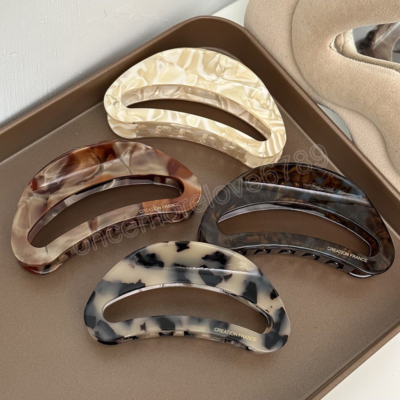 9.5cm Acetate Hair Claw Clip Crescent Shaped Geometric Grab Crab Hair Clips Catches Women Leopard Print Ponytail Clip