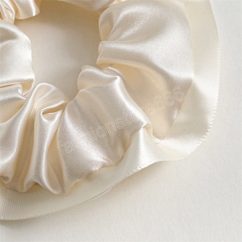 French Design Hair Ties Fungus Edged Bubble Satin Silk Scrunchies Women Solid Color Elastic Hair Bands Rope Hair Accessories