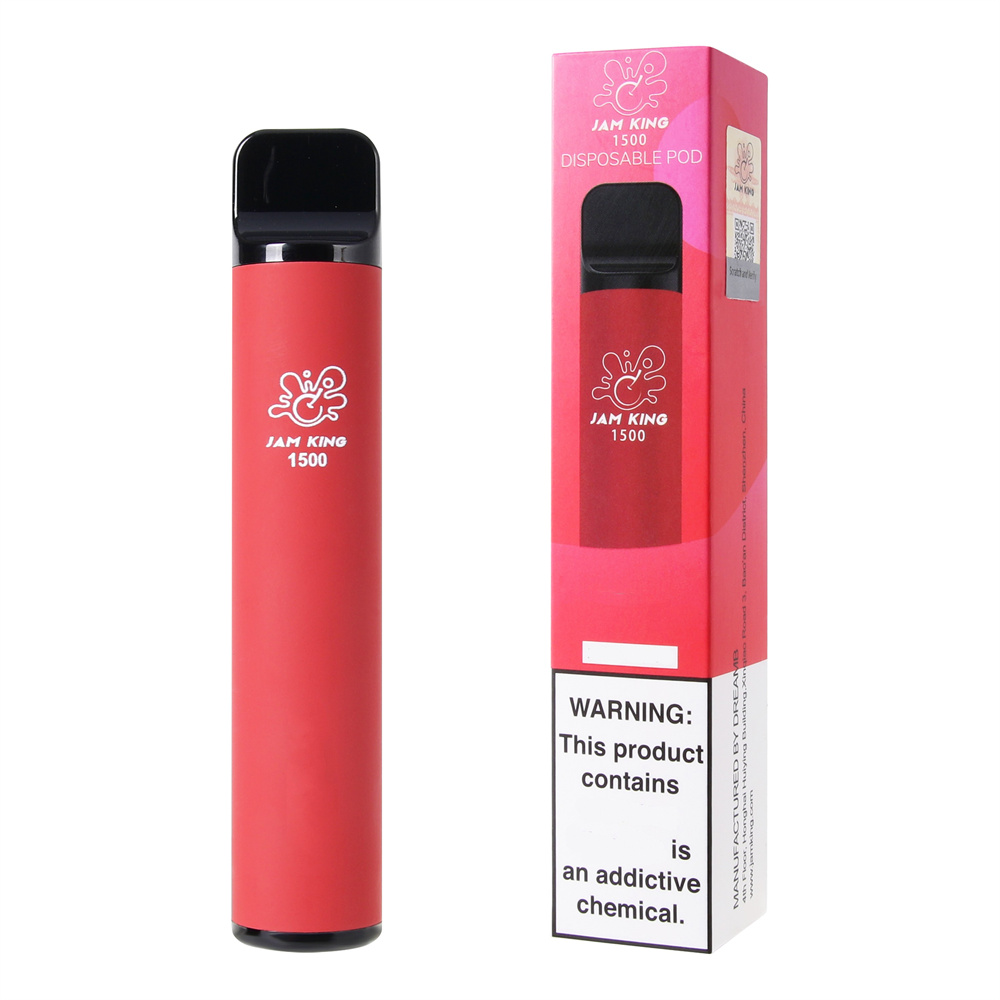 Original Puff 1500 Jam King disposable vapes E Cigarette 4.8ml Prefilled Stater Kit 2% 20mg 850mAh pure cobalt battery 1500puffs Puffbar EIf Bar vs 600 bc5000 7000 8000