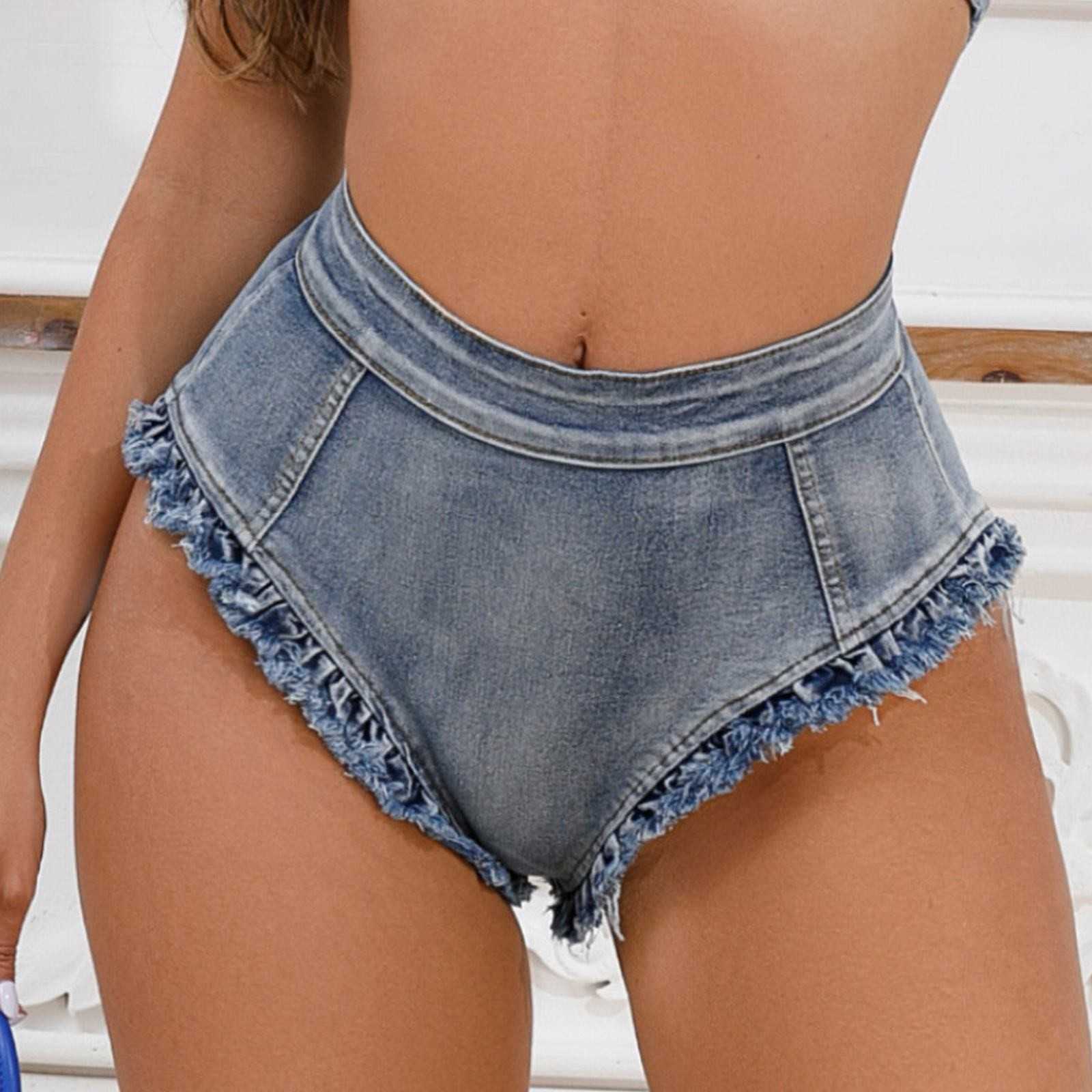 Plus Size High Summer Elastic de verão quente Denim de perna larga calça jeans feminina P230530