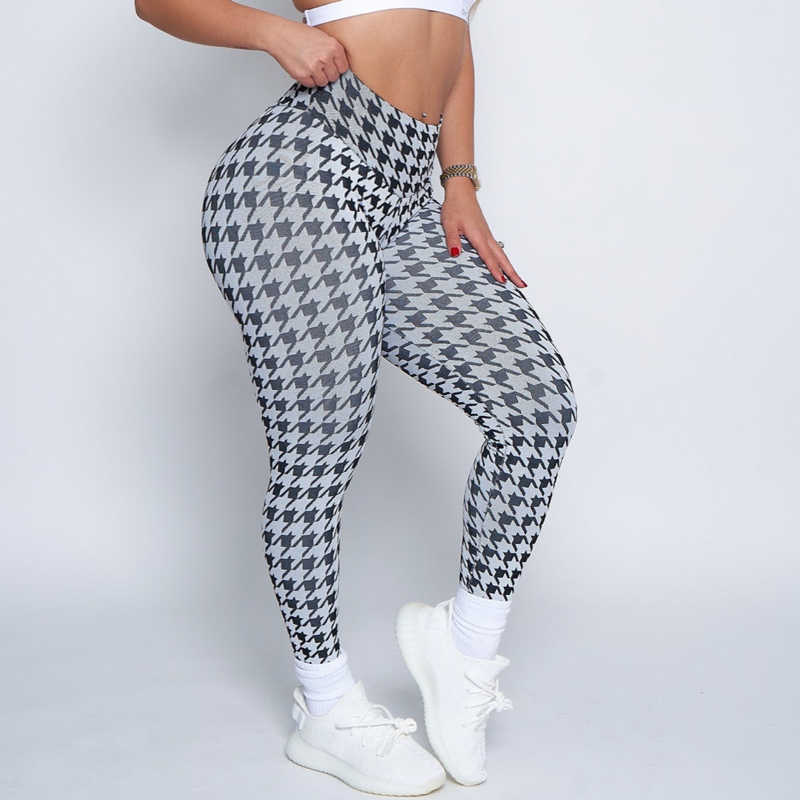 Pantalones de mujer Capris New Houndstooth Scrunch Butt Leggings Cintura alta Legging sin costuras Elástico Deportes Legging Fitness Pantalones Ropa de entrenamiento J230529