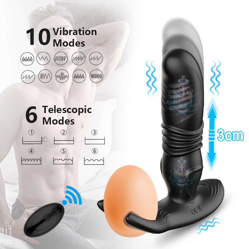 Próstata telescópica sem fio para homens vibrador anal vibrador galo bloqueio masculino masturbador buttplug adultos mulheres