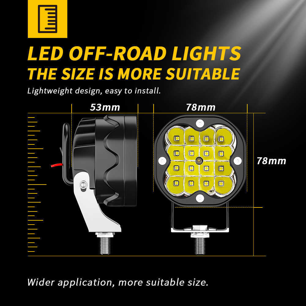 Nya 1st LED-strålkastare 12-24V för bilmotorcykel lastbil traktor trailer offroad arbetande ljus 48w 16ed arbetsljus rampljus