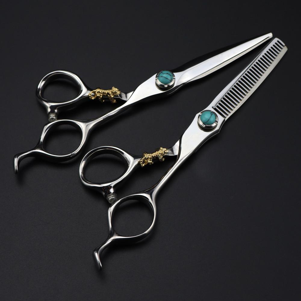 Ferramentas profissionais jp 440c aço 6 ''tigre tesoura de corte de cabelo tesoura de desbaste ferramentas de barbeiro tesoura de cabeleireiro