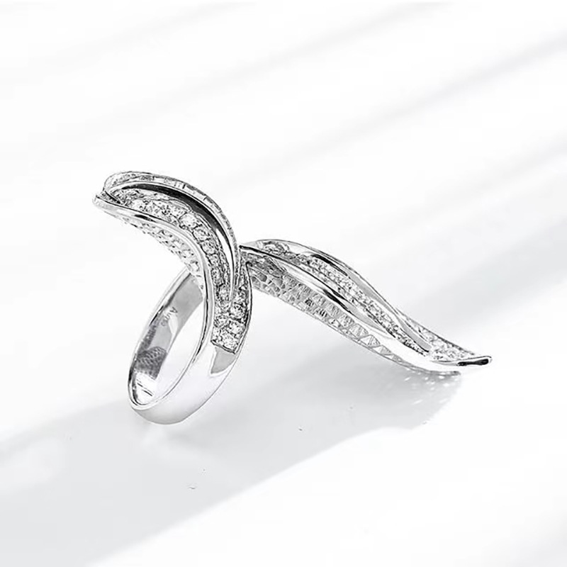 Pozostawia pierścionek z diamentem Real 925 srebrny srebrny przyjęcie weselne pierścionki dla kobiet nowożeńcy obietnica zaręczynowa prezent biżuterii