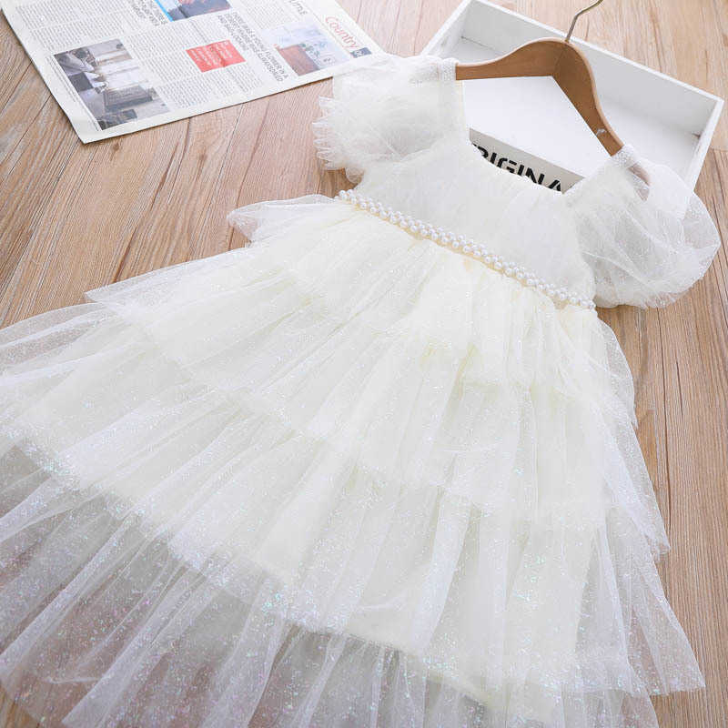 Mädchen Kleider Mädchen Blase Ärmel Prinzessin Kleid 2023 Sommer Neue Kinder Modische Flauschigen Kuchen Kleid Geburtstag Kleid AA230531