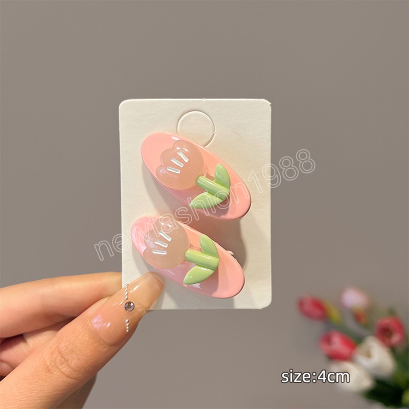 Pinza para el pelo para niños, pinza para el pelo con flequillo lateral de Color bonito para niñas, tocado para niñas, flor de tulipán, joyería para el pelo de princesa