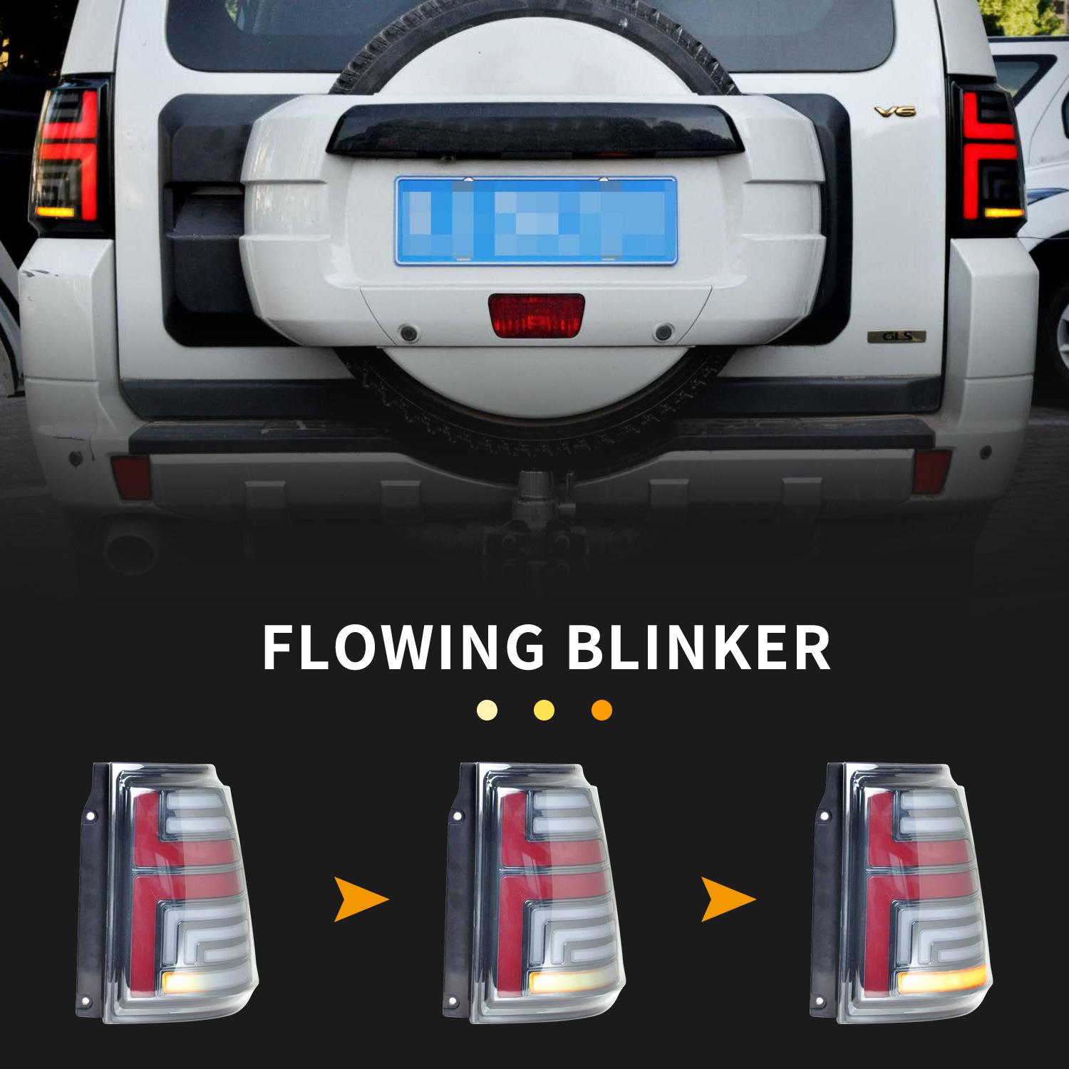 Montagem da luz traseira automática para Mitsubishi Pajero 2006-20 18 Atualização de destaque da lâmpada dinâmica da lâmpada reversa