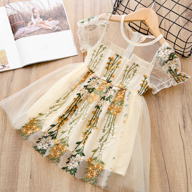 Mädchenkleider Humor Bär Sommer Elegantes Mädchen Prinzessin Kleid Gesticktes Mesh Geburtstagsfeier Kleinkind Kleider Kinderkleider für 3–7 Jahre alt AA230531