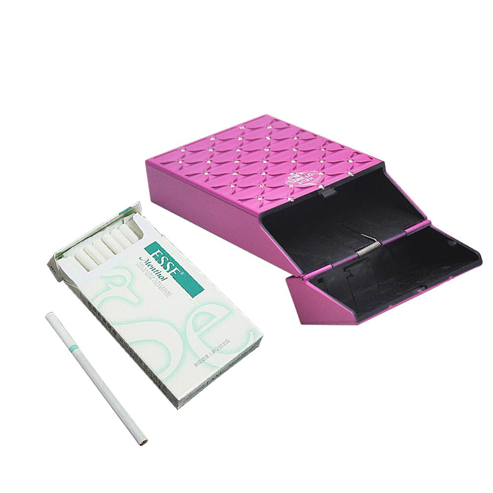 Rökande rör Hot Selling Women's Cigarette Box 110mm Automatisk öppning Diamond Storage Cigarett Box