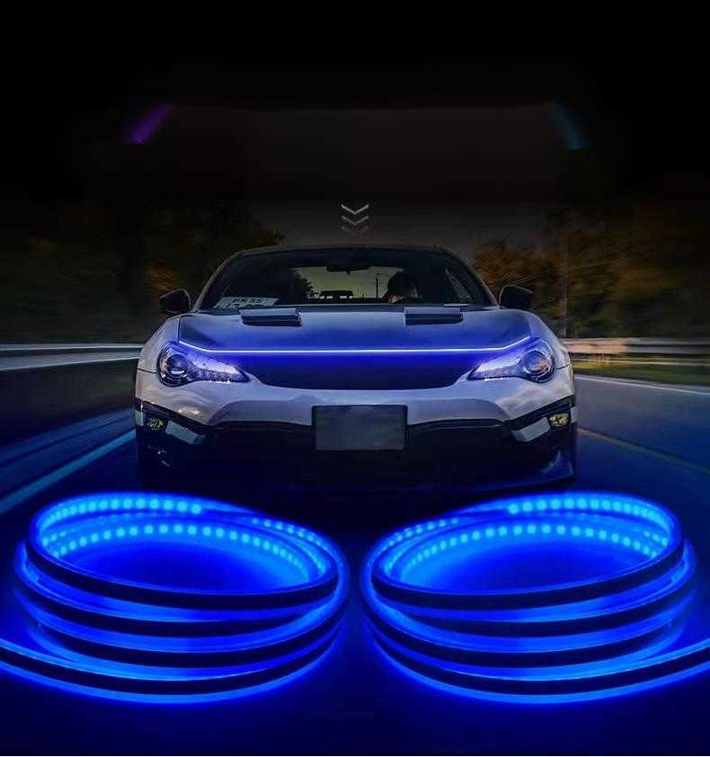 Striscia di luci a LED auto 12V cofano motore flessibile auto decorazione faro luci di marcia diurna automatiche universali