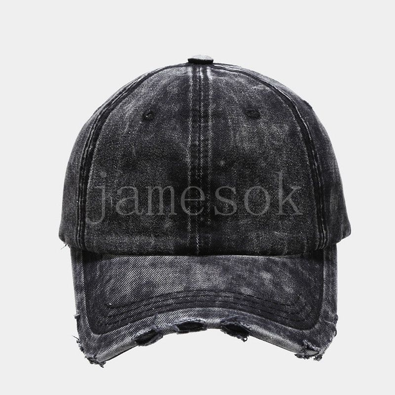 Vintage-Jeansmütze aus ausgewaschenem Distressed-Jeansstoff mit individueller Baseball-Snapback-Mütze aus Twill, schlicht, sportlich, verstellbar, DF109