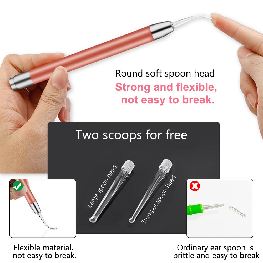 Trimmers Ear Cleaning Light Ear Cleaner Spoon Earpick Ear Wax Removal Tool Baby Ears Cleaning Tool with Magnifier Two Spoons Gift