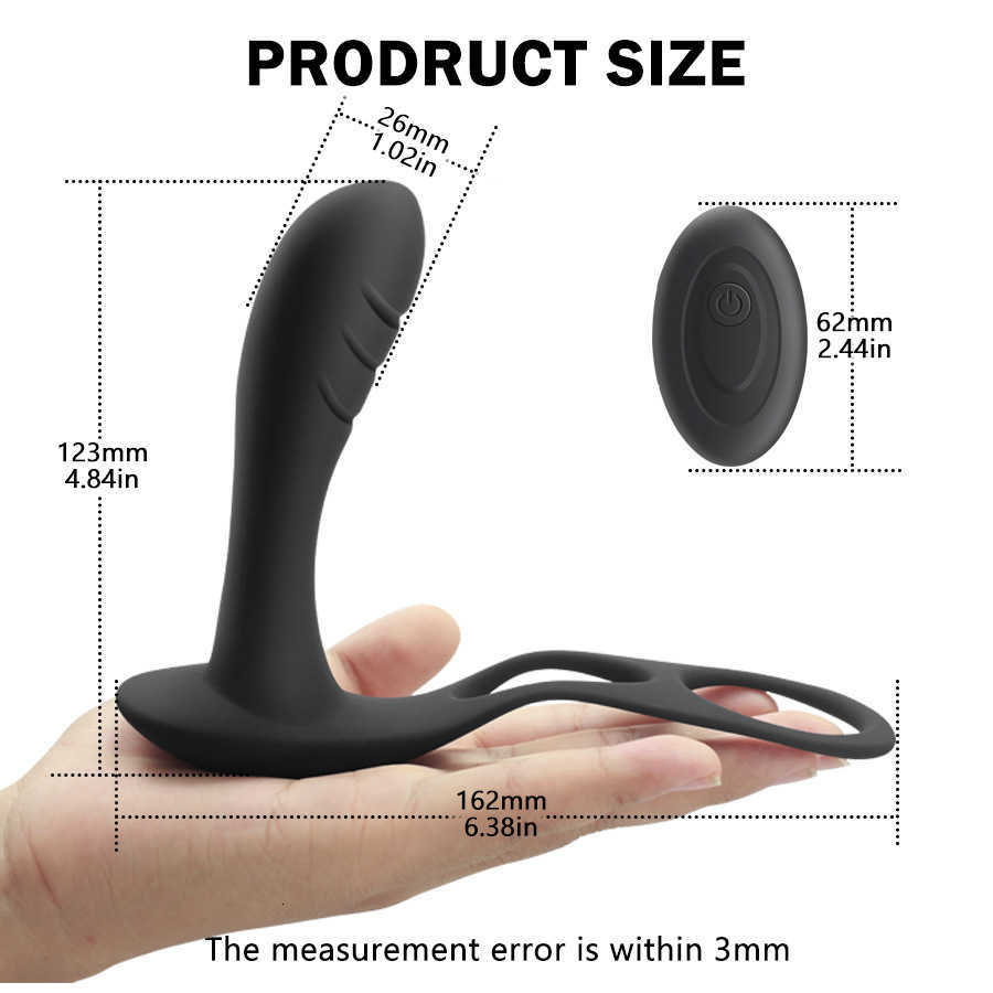 Massaggio prostata maschile vibratore Tappo anale Controllo wireless usura silicone stimola il ritardo del massaggiatore Anello di eiaculazione uomini