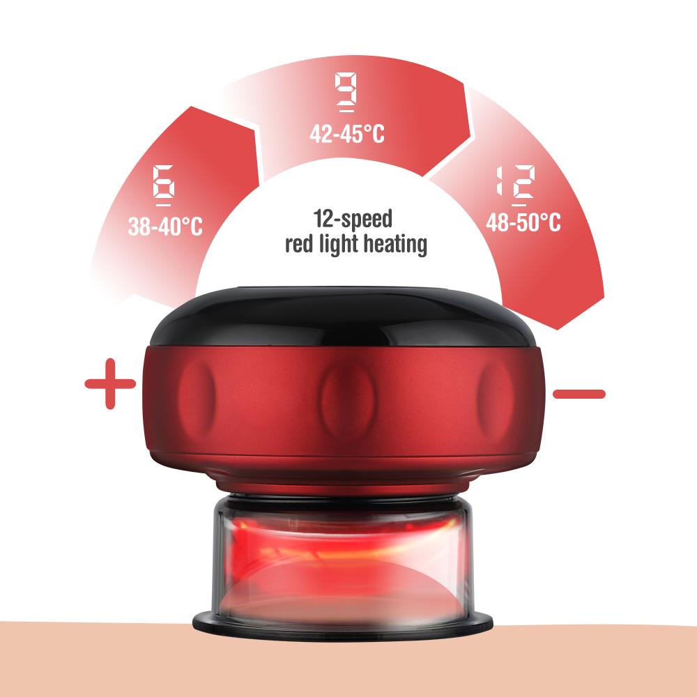 Massager Electric Cupping Therapy Massager 12speed Red Light Heating Breathing Cupping Massage Rechargeable Body Guasha Therapy Baguan