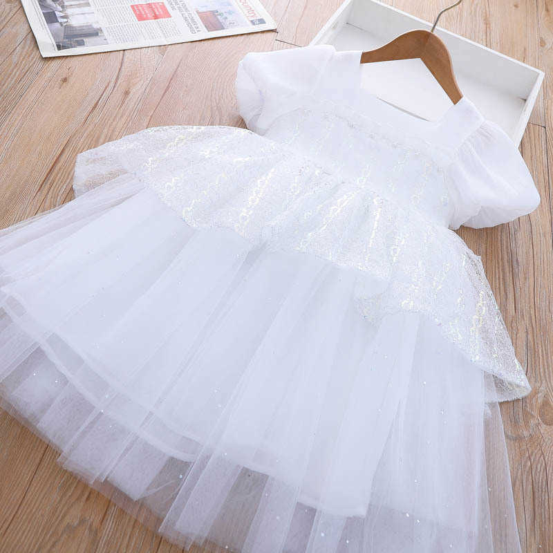 Girl's Dresses Girls Fluffy Yarn Dress 2023 Summer New Sequined Dress for Children Princess Birthday Dress Children Party Dress for Kids Girl AA230531