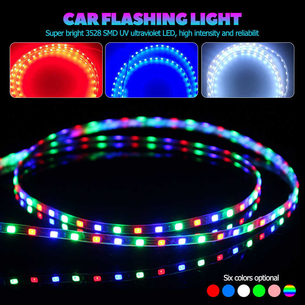 Neue 1,5 M LED Streifen Licht SMD 3528 Flexible Band Seil Streifen Ray Band Lampe Auto Innen Atmosphäre Lichter 12 V Beleuchtung Auto Tür Licht