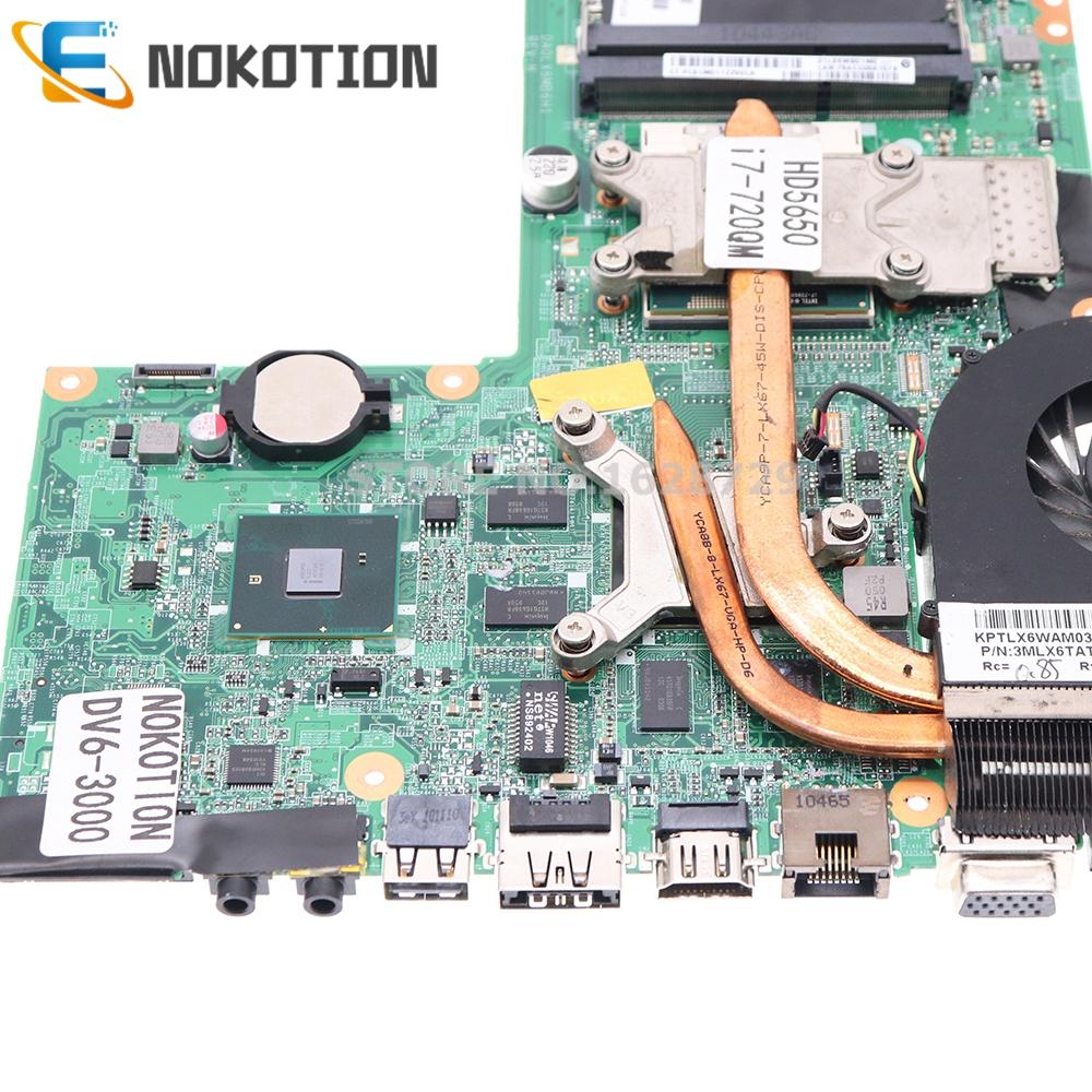 マザーボードNokotion 630278001 592816001 615278001 for HP Pavilion DV63000ラップトップマザーボードI7720QM CPU+HEATSINK