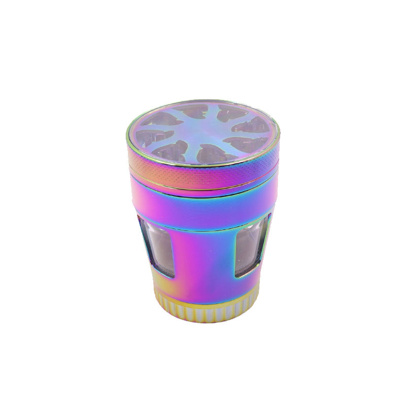 Cone Cup Style Tobacco Herb Grinders Diameter 50mm X 65mm Open Window Spice Crusher Pepper tobacco Grinder Zinc Alloy Metal Rainbow