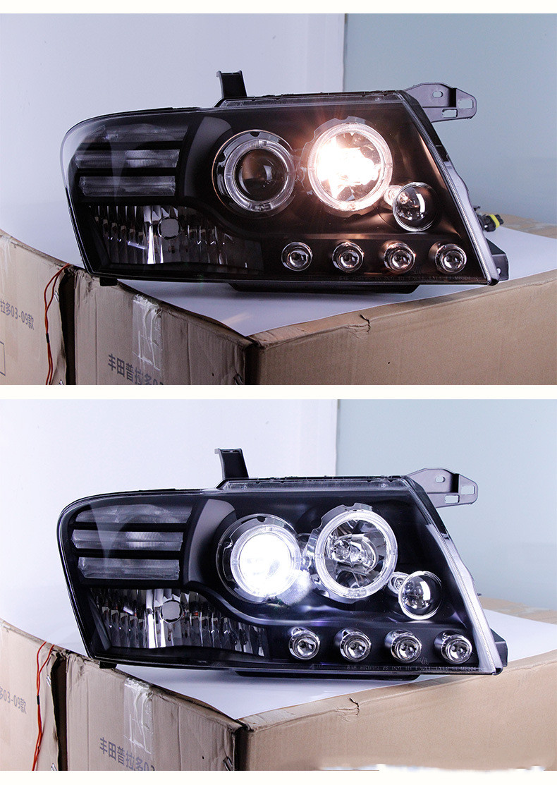 Car Front Headlights For Mitsubishi PAJERO V73 LED Angel Eye Dayltime Lights Highlght Dual Lens Xenon Lamp