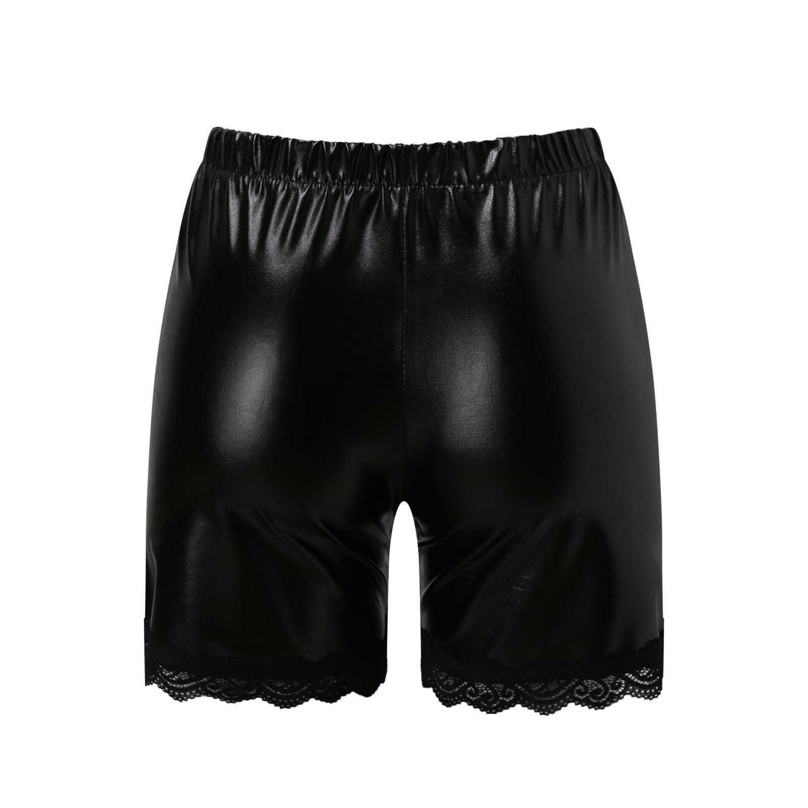 NIEUW ZOER GEBOORD PATENT LEDER TAKKE SEXY Casual Outdoor Shorts Plus Size Underwear Cortos Dameskleding P230530