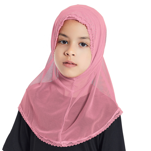 Uni petite fille dentelle Amira Hijab sous-écharpe Fit 2-6 ans enfants al-amira tirer sur écharpe islamique bandeau bandeaux Turban